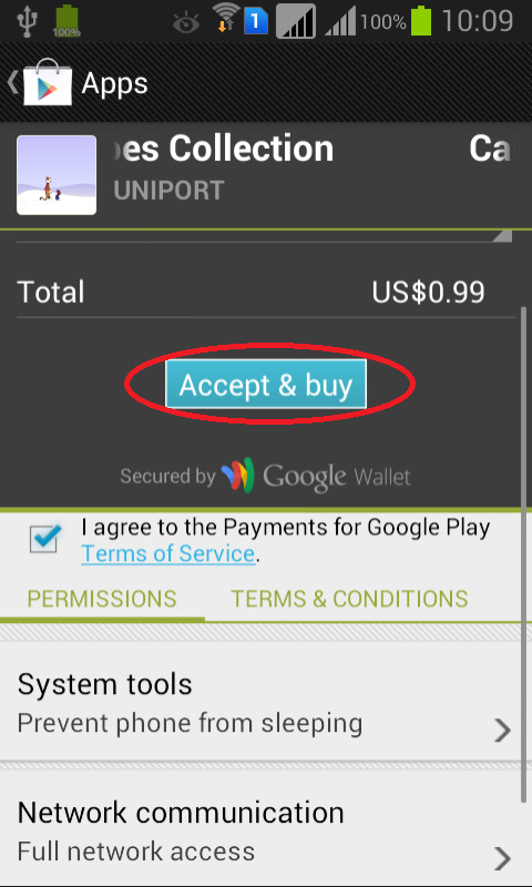 کلیک روی گزینه accept & pay
