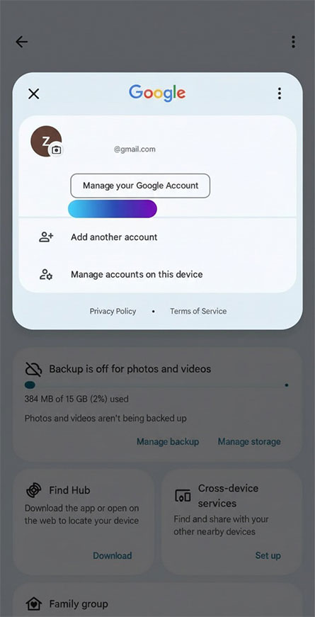 Manage your Google Account
